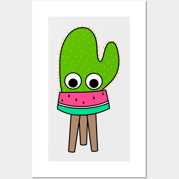 Cute Cactus Design #234: Cute Cactus In Watermelon Planter Wall Art by DreamCactus